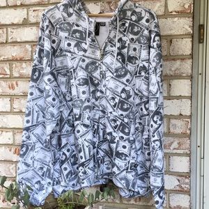 JUST FOUND. One of a kind graphic hoodie  with custom $ zipper pull.